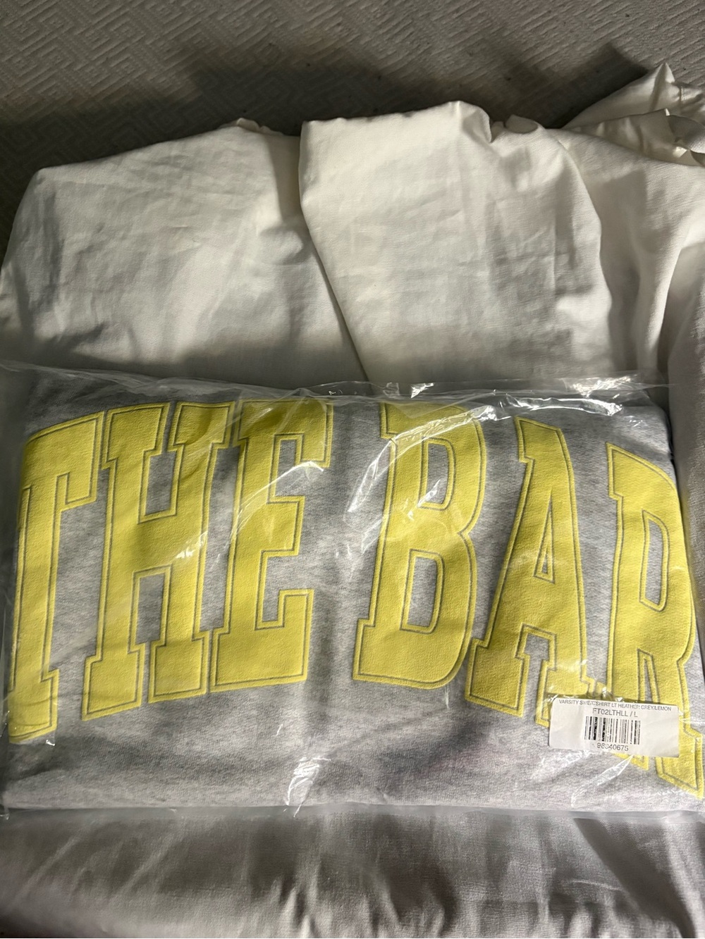 The Bar Gray Sweatshirt with Yellow Lettering
